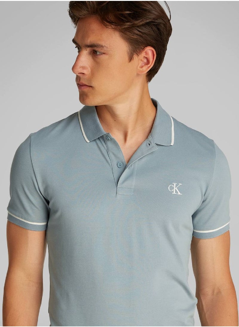 Calvin Klein Jeans Men's Slim Polo Shirt - Cotton, Green  - Image 5