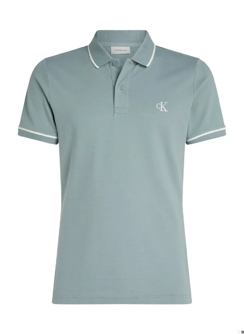 Calvin Klein Jeans Men's Slim Polo Shirt - Cotton, Green