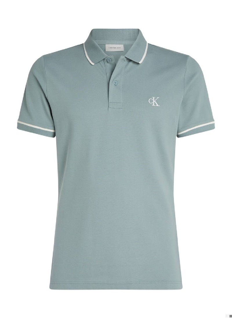 Calvin Klein Jeans Men's Slim Polo Shirt - Cotton, Green  - Image 2