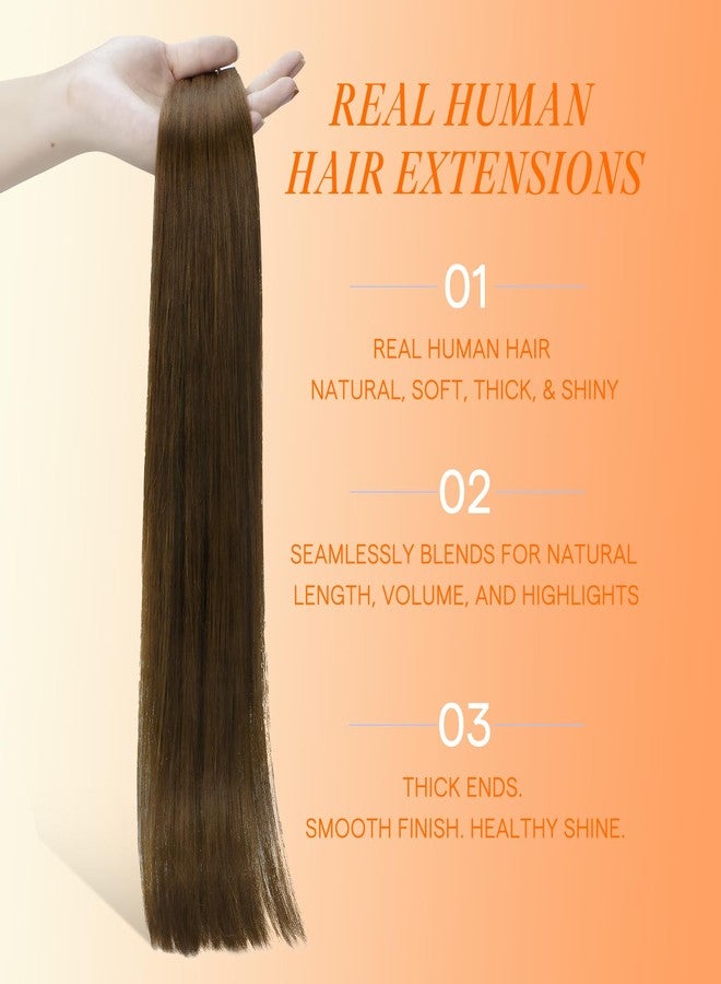 Full Shine Tape in Extensions Real Human Hair, Color Medium Brown, Invisible Skin Weft Tape in Hair Extensions, Remy Silky Straight 20 Inch 20Pcs 50g Add Length for Thinning Hair - Image 2