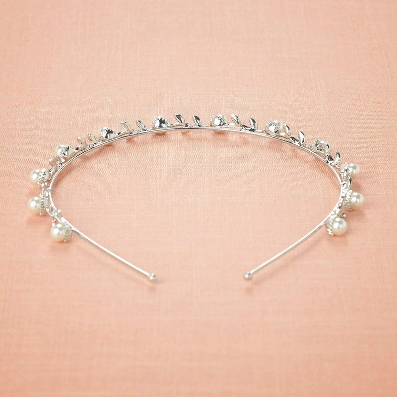 SWEETV Flower Girl Headpiece Silver Pearl Girls Headband for Wedding Princess Hair Accessories for Birthday Party, First Communion - Image 5