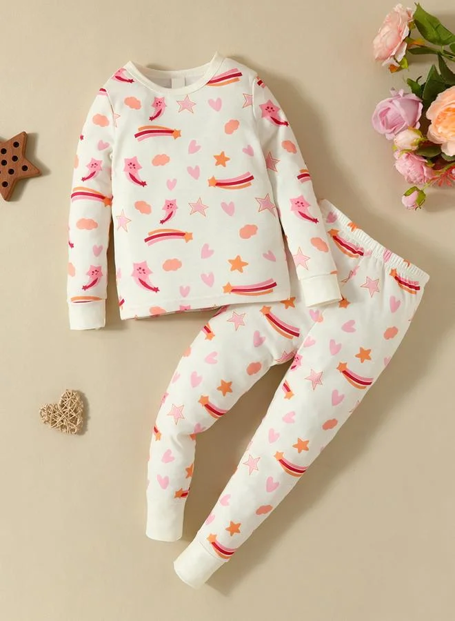 Take Two Girls Graphic Print T-Shirt and Pyjama Set