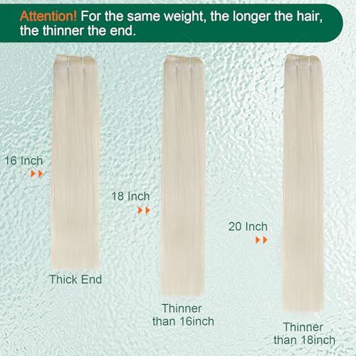 Easyouth Sew in Hair Extensions Real Human Hair Blonde Remy Human Hair Weft Extensions White Blonde Soft and Smooth Weft Hair Extensions Human Hair 12 Inch 70G - Image 5
