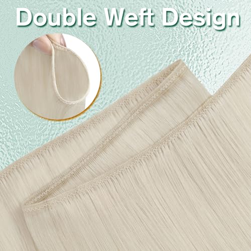 Easyouth Sew in Hair Extensions Real Human Hair Blonde Remy Human Hair Weft Extensions White Blonde Soft and Smooth Weft Hair Extensions Human Hair 12 Inch 70G - Image 3