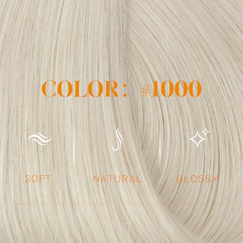 Easyouth Sew in Hair Extensions Real Human Hair Blonde Remy Human Hair Weft Extensions White Blonde Soft and Smooth Weft Hair Extensions Human Hair 12 Inch 70G - Image 2