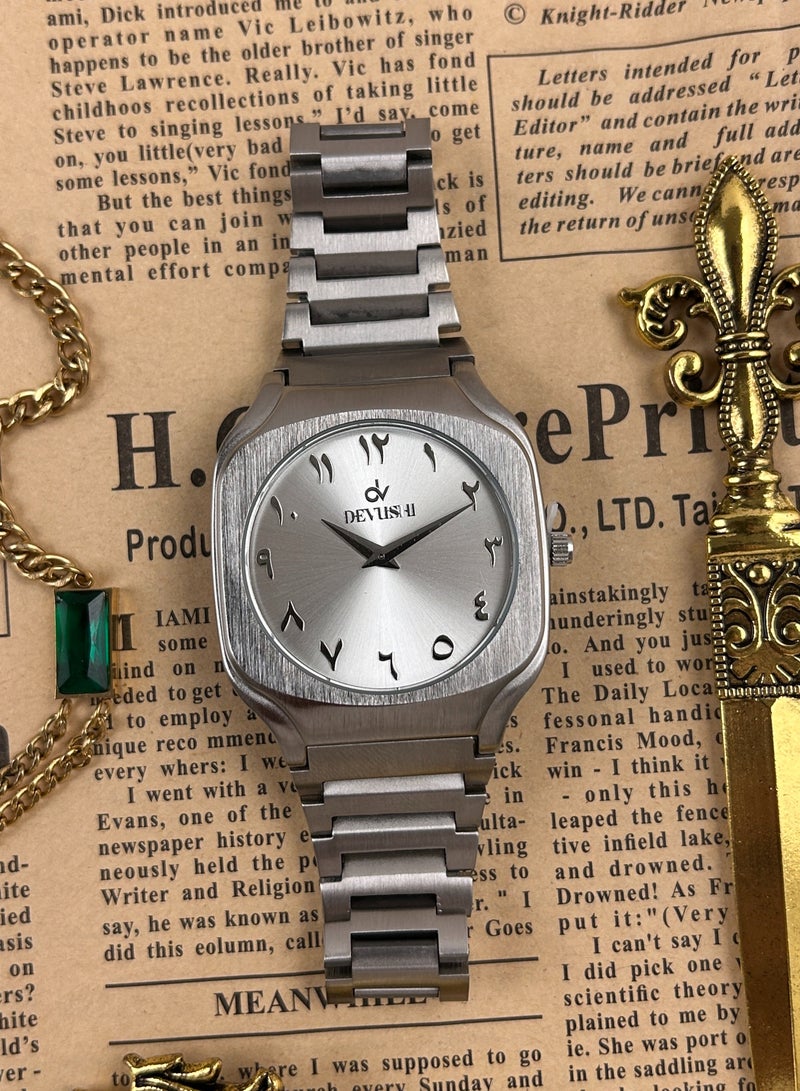 ديفوشي ساعة يد رجالية فاخرة ستانلس ستيل بحروف عربية – وجه كلاسيكي | ديفوشي - Image 3