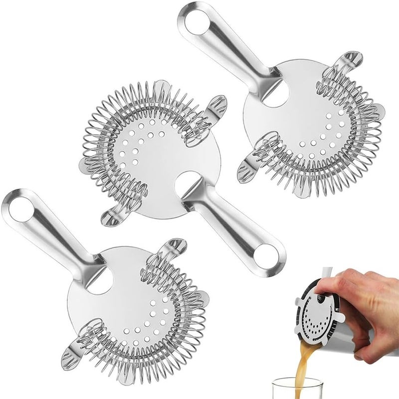 AZOFIA 4-Prong Cocktail Strainer for Drinks, Stainless Steel Bar Strainer for Bartending, Drink Sieve Strainer Bar Tools Accessories for Home Bartenders (3 Pack) - Image 1