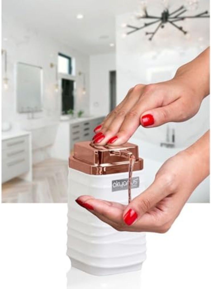 Elegance Acrylic Square Soap Dispenser For Bathroom Countertop Dishwasher Soap Dispenser Rose(Kitchen, Bathroom)White - Image 2