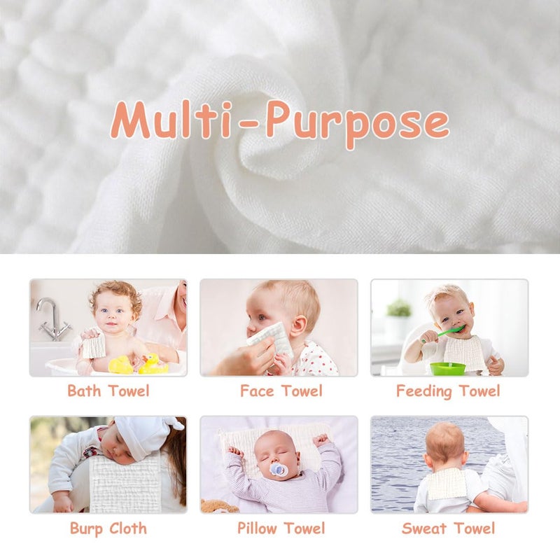 AIDEA Burp Cloths-20"x10", Muslin Burp Cloths for Babies, Highly Absorbent Cotton Burp Cloths, Large Soft Breathable Baby Rags for Boys and Girls, Newborn Essentials, White-10 Pack - Image 3