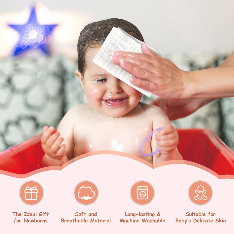 AIDEA Burp Cloths-20"x10", Muslin Burp Cloths for Babies, Highly Absorbent Cotton Burp Cloths, Large Soft Breathable Baby Rags for Boys and Girls, Newborn Essentials, White-10 Pack - Image 5