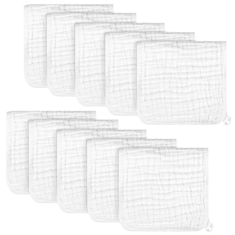 AIDEA Burp Cloths-20"x10", Muslin Burp Cloths for Babies, Highly Absorbent Cotton Burp Cloths, Large Soft Breathable Baby Rags for Boys and Girls, Newborn Essentials, White-10 Pack - Image 1
