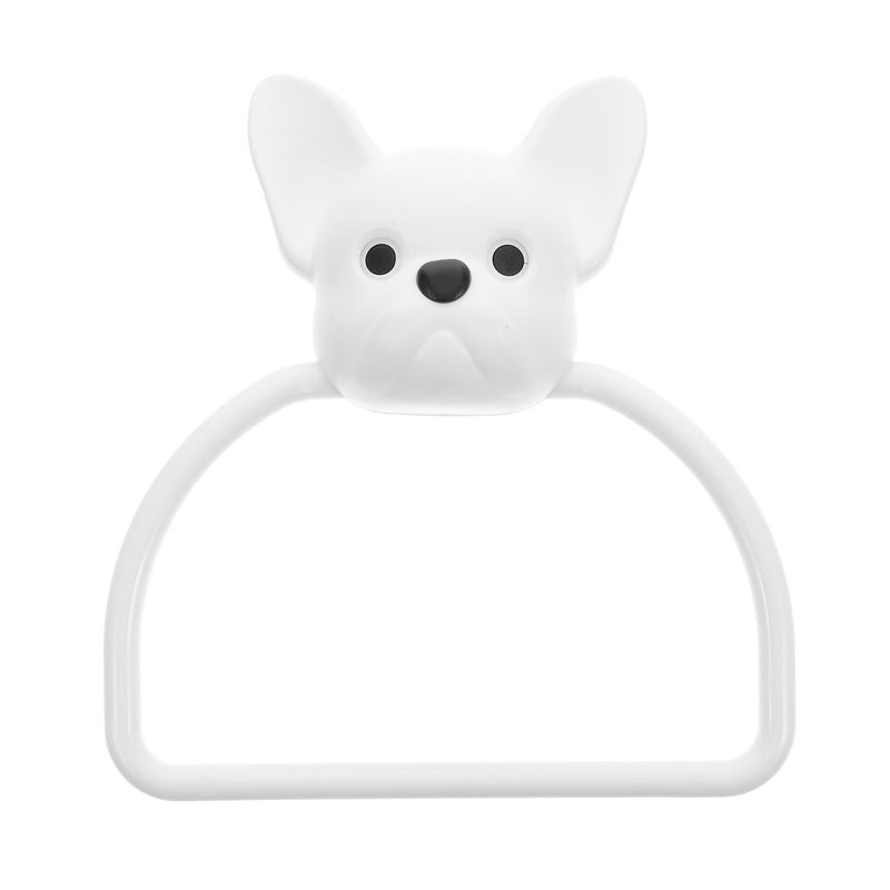 Plastic Dog Pattern Wall Mounted Towel Holder No Drill Installation Compact Design - Image 2
