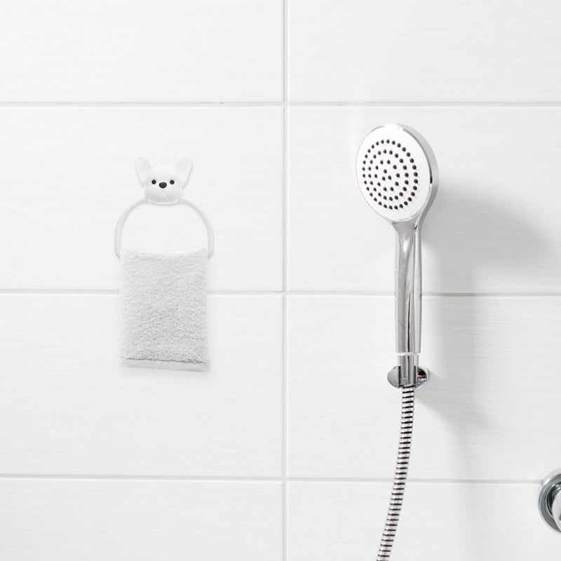 Plastic Dog Pattern Wall Mounted Towel Holder No Drill Installation Compact Design - Image 4