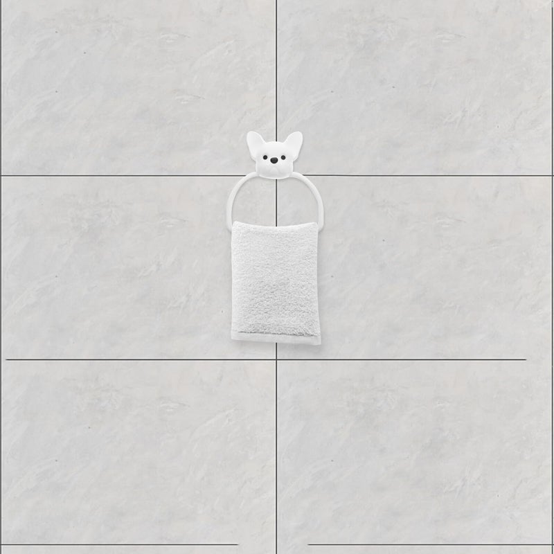 Plastic Dog Pattern Wall Mounted Towel Holder No Drill Installation Compact Design - Image 5
