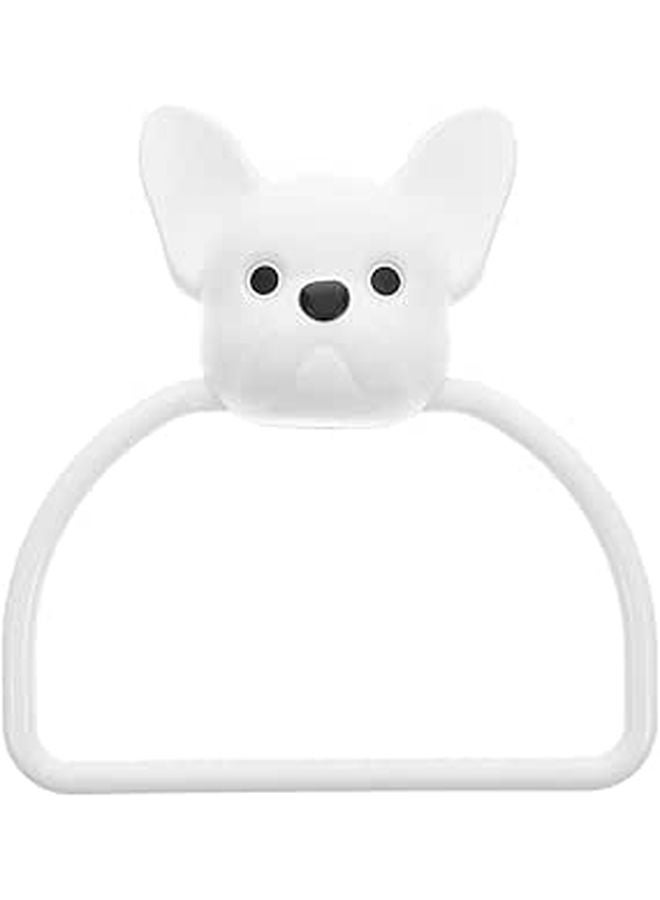 Plastic Dog Pattern Wall Mounted Towel Holder No Drill Installation Compact Design - Image 1