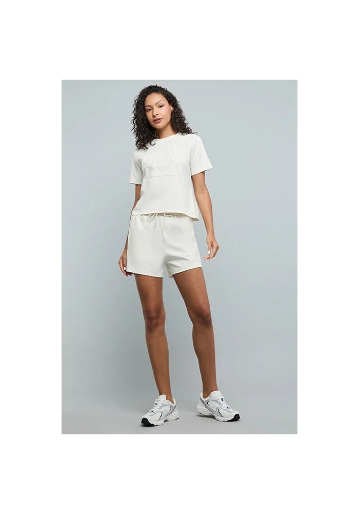 أر أند بي Embossed Print T-Shirt with Crew Neck and Short Sleeves