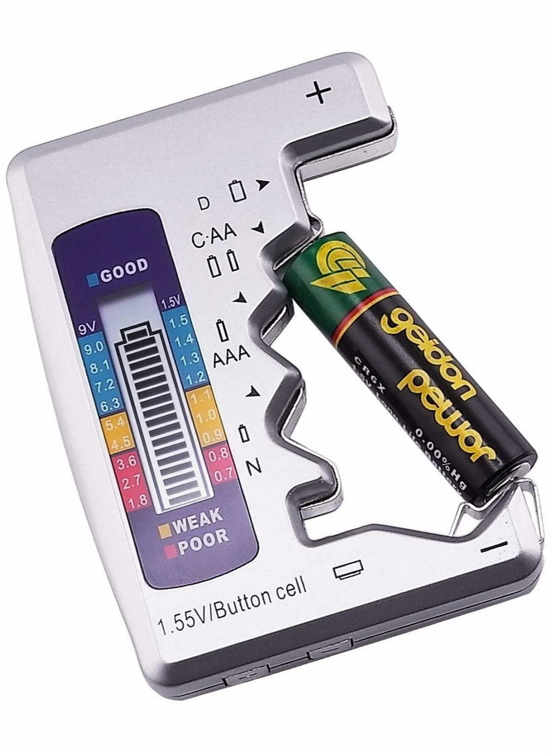 MZD8391 Battery Tester Universal Battery Checker for AA AAA C D 9V 1.5V Button Cell Batteries,Small Electrical Equipment (Requires No Battery for Operation) (2 Pack
