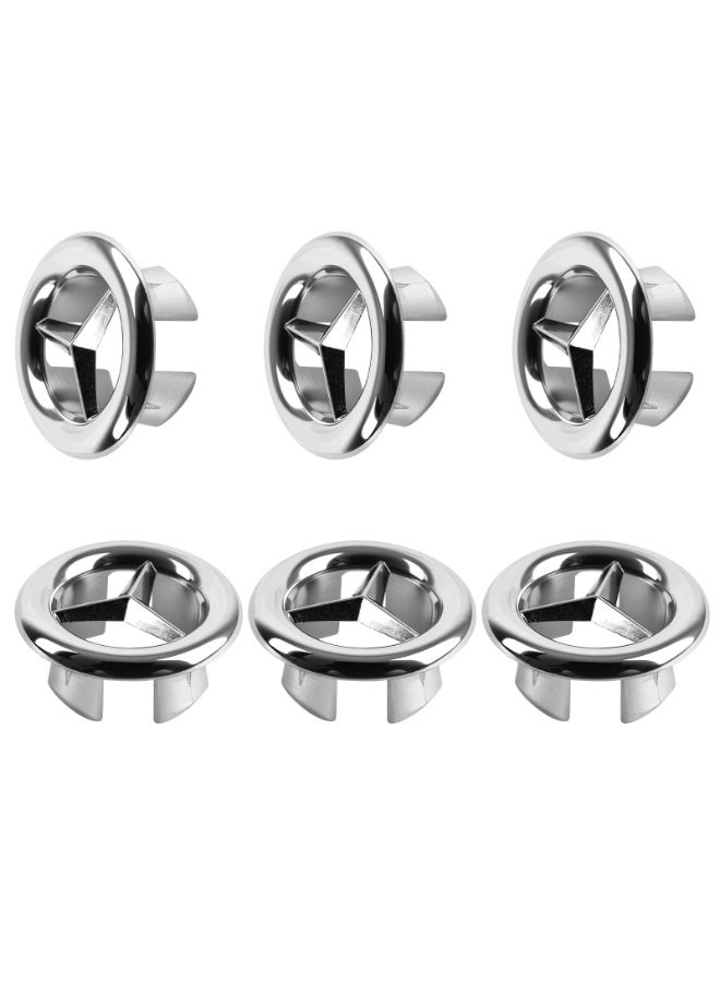 NajmStyle 6 PCS Sink Overflow Caps, Bathroom Basin Sink Round Hole Decorative Chrome Overflow Cover Ring Hole Insert Cover Hollow Ring,Sink Hole Replacement Overflow Hole, for Bathroom Kitchen Washing Vanity Basin, Bathtub, Sink - Image 1