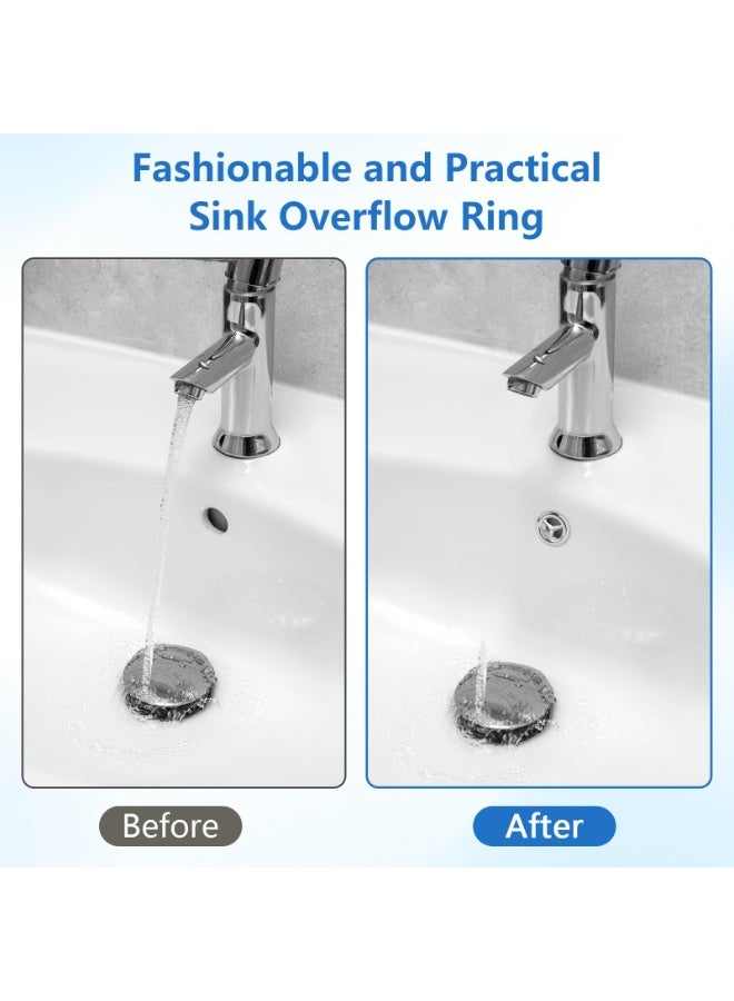 NajmStyle 6 PCS Sink Overflow Caps, Bathroom Basin Sink Round Hole Decorative Chrome Overflow Cover Ring Hole Insert Cover Hollow Ring,Sink Hole Replacement Overflow Hole, for Bathroom Kitchen Washing Vanity Basin, Bathtub, Sink - Image 3