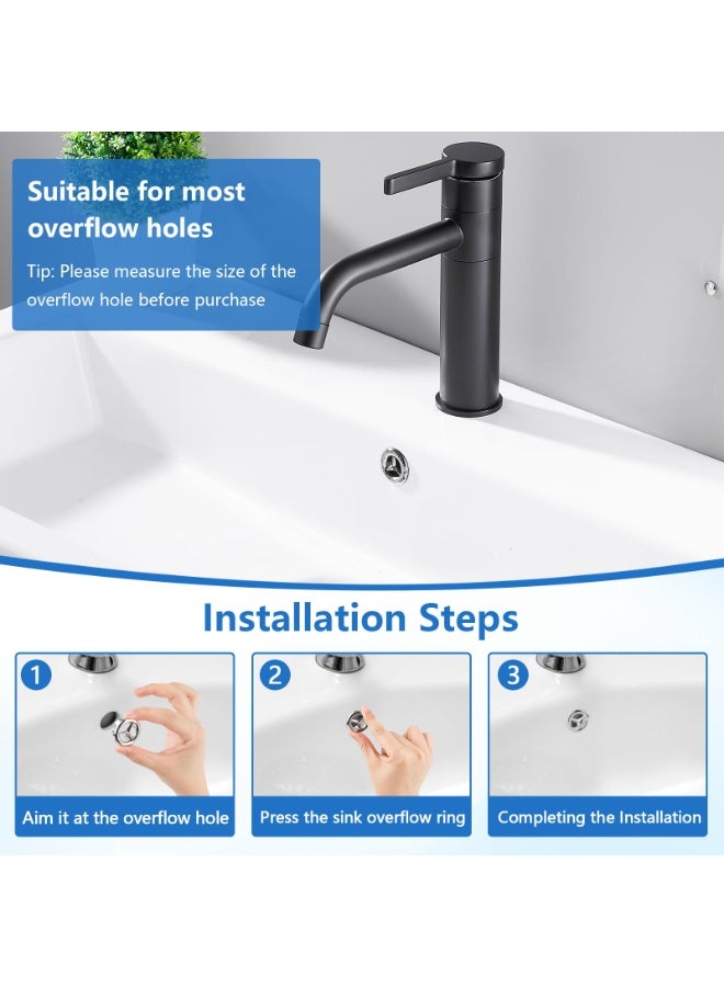 NajmStyle 6 PCS Sink Overflow Caps, Bathroom Basin Sink Round Hole Decorative Chrome Overflow Cover Ring Hole Insert Cover Hollow Ring,Sink Hole Replacement Overflow Hole, for Bathroom Kitchen Washing Vanity Basin, Bathtub, Sink - Image 4