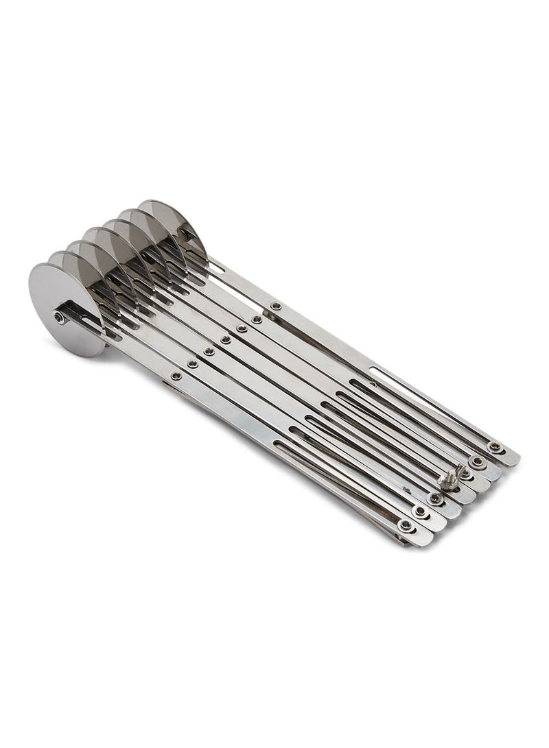 NIBEMINENT 7-Wheel Cutter Dough Divider Roller Tool Silver 19.7x2.2inch - Image 1