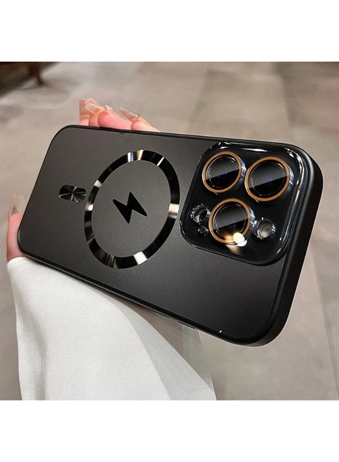 جراب مغناطيسي متوافق مع iPhone 16 Pro Max، واقي مدمج لعدسة الكاميرا، متوافق مع MagSafe، جراب هاتف رفيع غير لامع من السيليكون [حماية من الدرجة العسكرية]، أسود - Image 2