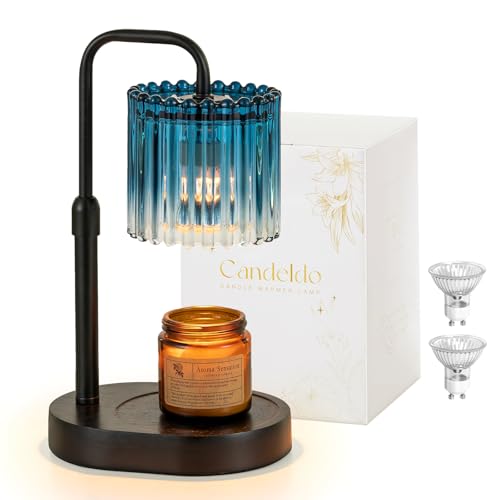 Candeldo Candle Warmer Lamp with Timer: Navy Blue Candle Warming Lamp with 2 Bulbs Height Adjustable Wax Melt Dimmable Bedroom Decor for Women - Image 1