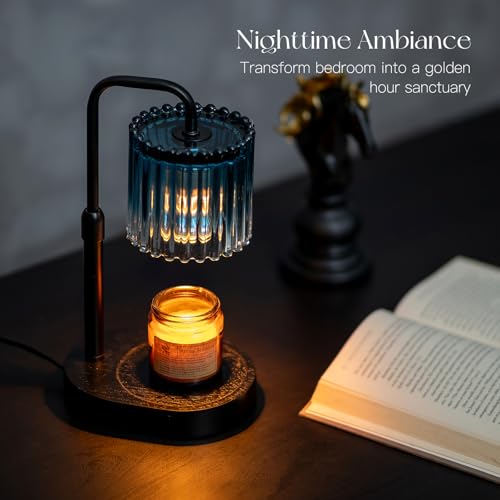 Candeldo Candle Warmer Lamp with Timer: Navy Blue Candle Warming Lamp with 2 Bulbs Height Adjustable Wax Melt Dimmable Bedroom Decor for Women - Image 3