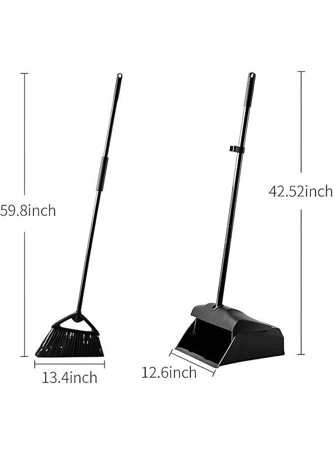 Commercial Lobby Broom and Dustpan Set with Long Handle for Indoor and Outdoor Cleaning - Image 2