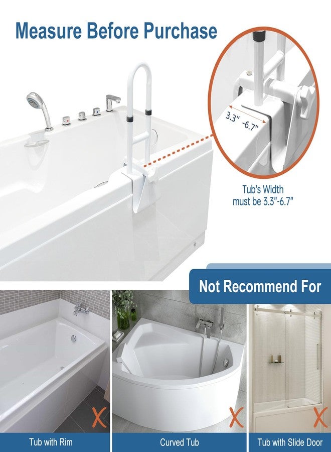 HEPO Adjustable Bathtub Safety Rail for Elderly, Tub Grab Bar for Bathroom, Assistance Bathtub Handle Clamp for Seniors Bath Handles Support and Fall Prevention, White - Image 2