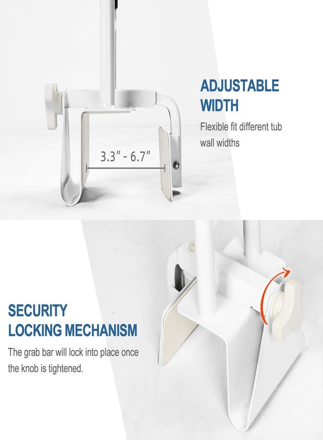 HEPO Adjustable Bathtub Safety Rail for Elderly, Tub Grab Bar for Bathroom, Assistance Bathtub Handle Clamp for Seniors Bath Handles Support and Fall Prevention, White - Image 4