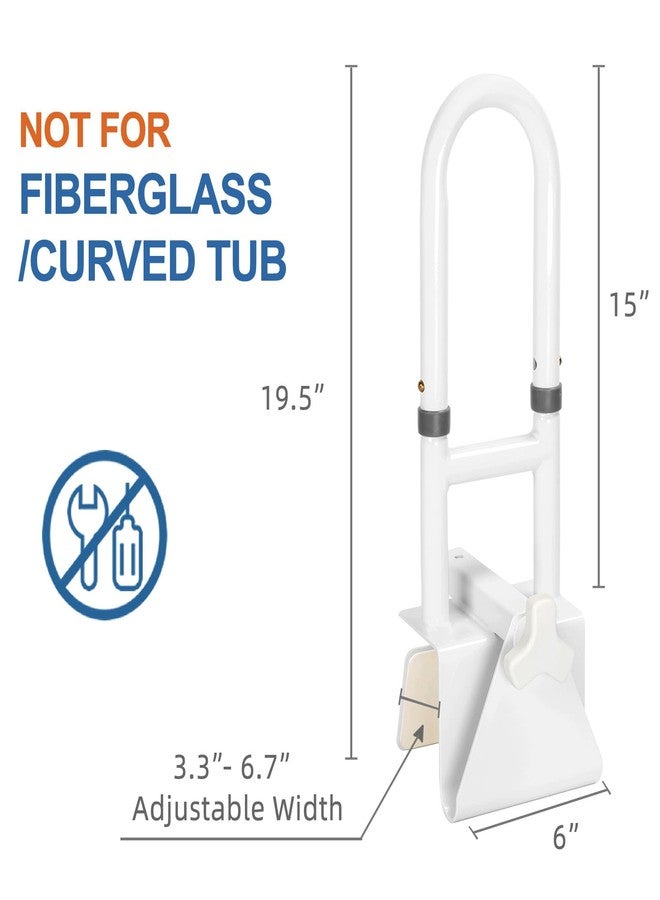 HEPO Adjustable Bathtub Safety Rail for Elderly, Tub Grab Bar for Bathroom, Assistance Bathtub Handle Clamp for Seniors Bath Handles Support and Fall Prevention, White - Image 3