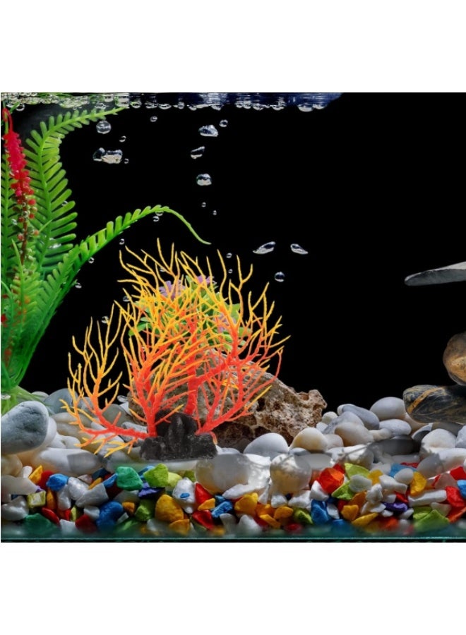 شجرة مرجانية محاكاة، نباتات مائية واقعية لتزيين حوض السمك، تصميم مضغوط لسهولة وضعها في تصميم المناظر الطبيعية وديكور حوض السمك المنزلي، برتقالي 25 × 23 - Image 4