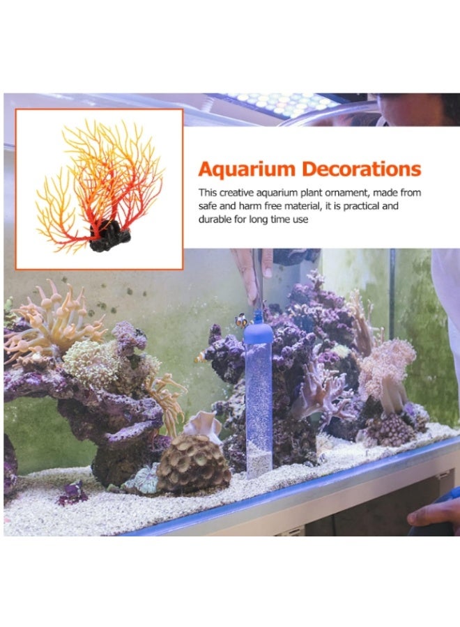 شجرة مرجانية محاكاة، نباتات مائية واقعية لتزيين حوض السمك، تصميم مضغوط لسهولة وضعها في تصميم المناظر الطبيعية وديكور حوض السمك المنزلي، برتقالي 25 × 23 - Image 2