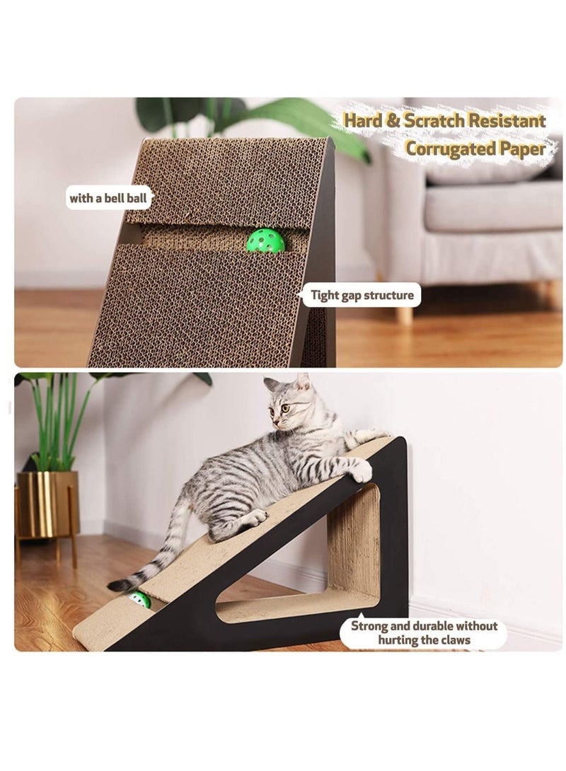 vsell24 38X24X26Cm Vertical Triangle Cat Scratch Board Incline Scratching Mat Posts Pad with Multiple Scratching Angles Recyclable Corrugated Cardboard with Toy Balls Catnip  - Image 5