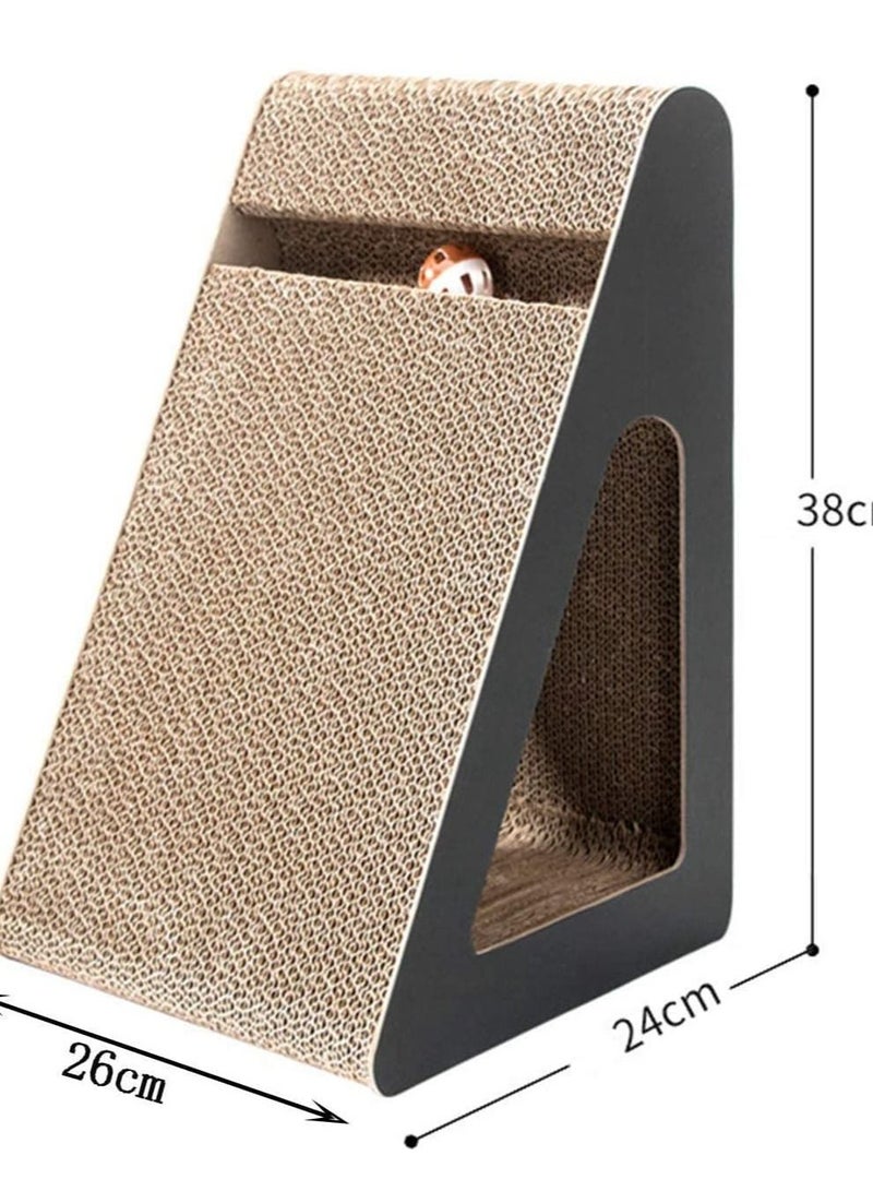 vsell24 38X24X26Cm Vertical Triangle Cat Scratch Board Incline Scratching Mat Posts Pad with Multiple Scratching Angles Recyclable Corrugated Cardboard with Toy Balls Catnip  - Image 4