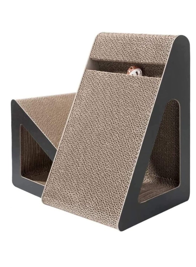 vsell24 38X24X26Cm Vertical Triangle Cat Scratch Board Incline Scratching Mat Posts Pad with Multiple Scratching Angles Recyclable Corrugated Cardboard with Toy Balls Catnip  - Image 1