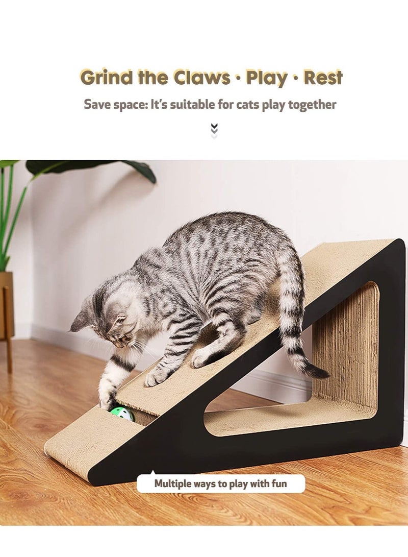 vsell24 38X24X26Cm Vertical Triangle Cat Scratch Board Incline Scratching Mat Posts Pad with Multiple Scratching Angles Recyclable Corrugated Cardboard with Toy Balls Catnip  - Image 3