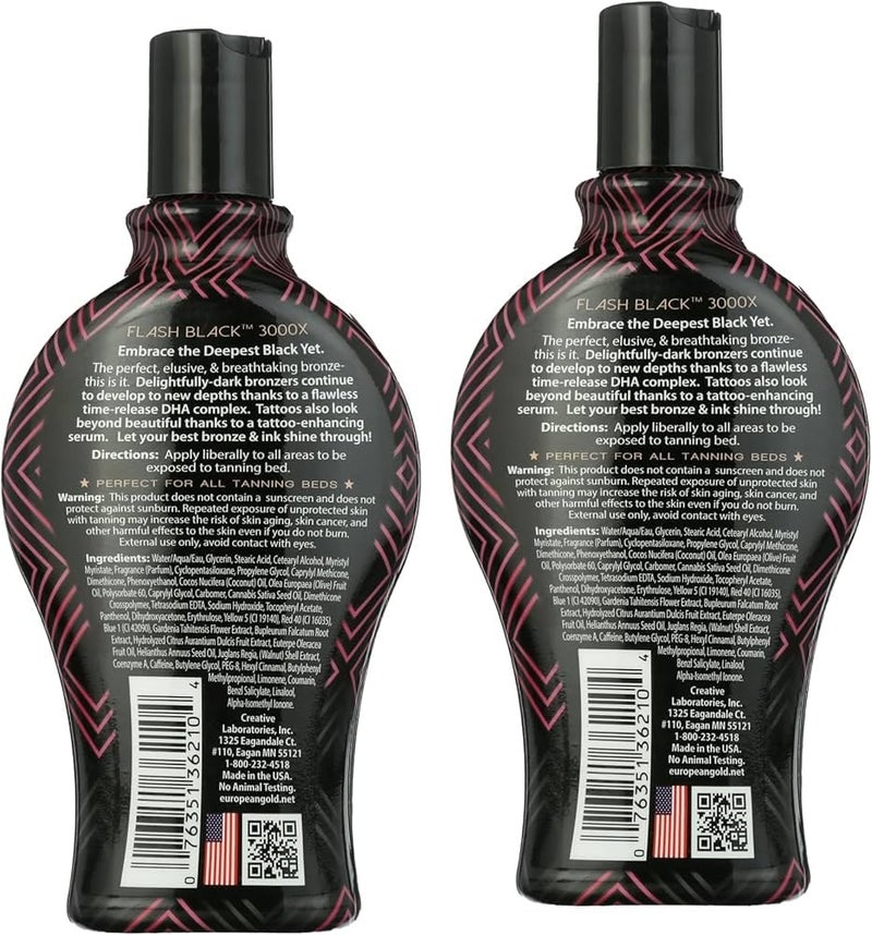 hephboard Bundle Set of 2: European Gold Flash Black 3000X Indoor Tanning Lotion with Time-Release DHA Bronzers, 12 oz and European Gold Flash Black 4000X Indoor Tanning Lotion with Time-Release DHA Bronzers - Image 2