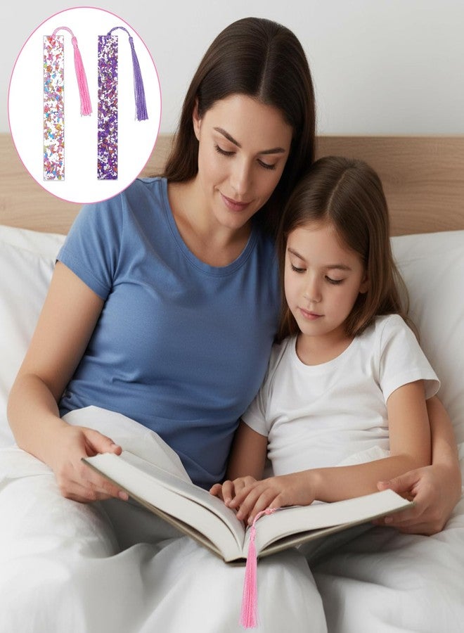 Thrymme 2 Pcs Book Marks for Reading Kids, Pink & Purple Acrylic Girly Bookmarks for Girls Cute Bookmarks with Tassels, Perfect for Reading, Gifts for Book Lovers - Image 5