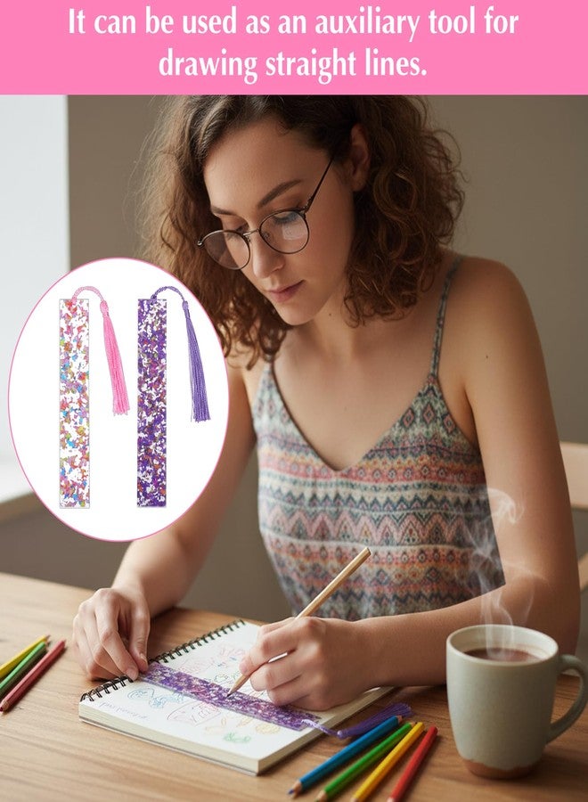 Thrymme 2 Pcs Book Marks for Reading Kids, Pink & Purple Acrylic Girly Bookmarks for Girls Cute Bookmarks with Tassels, Perfect for Reading, Gifts for Book Lovers - Image 4