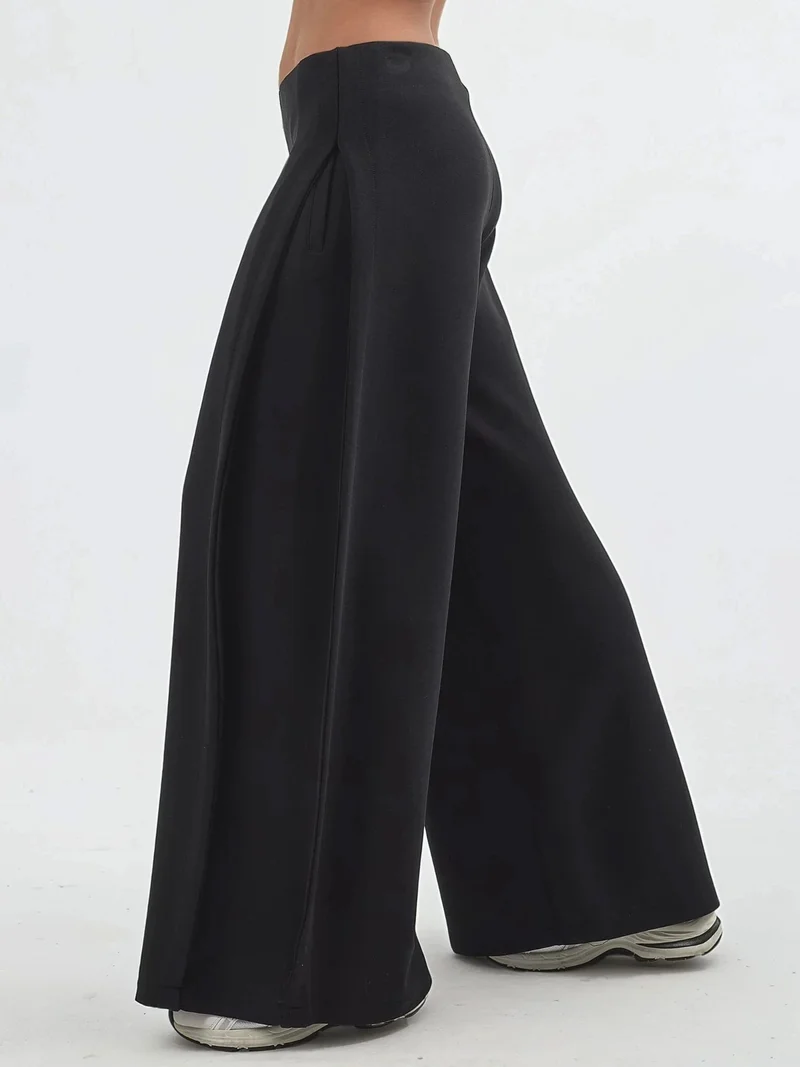 Busem Black BUSEM Wide Leg Pleated Pants for Women | Best Price UAE