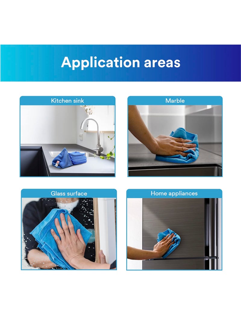 Scotch Brite ScotchBrite 3M High Performance Microfiber Cleaning Cloth 300 GSM Lint Scratch Free Multi Use for Glass Metal Wood Superior Stain Removal Wipe Cloth 40 cm X 40 cm Blue Packs of 5  - Image 4