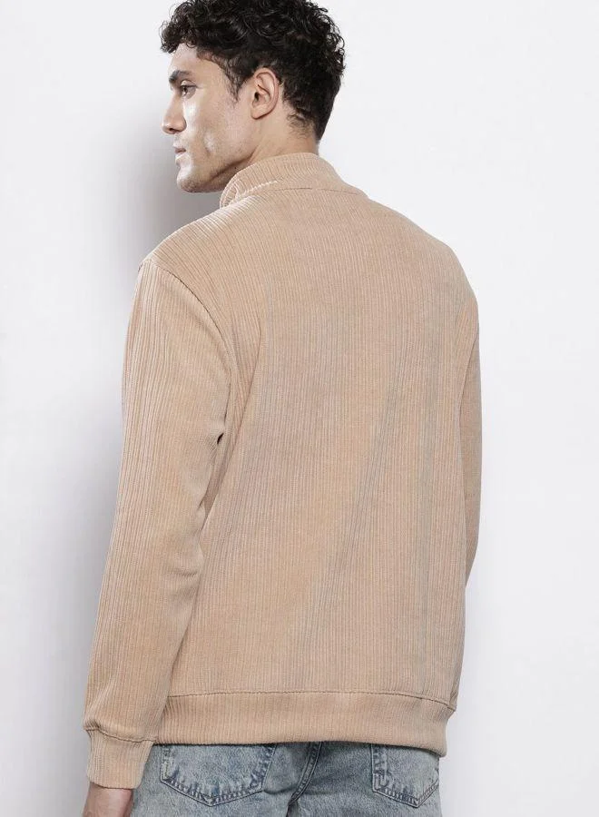 ذا انديان كراج كو Men Relaxed Fit Self Design High Neck Full Sleeves Sweatshirt