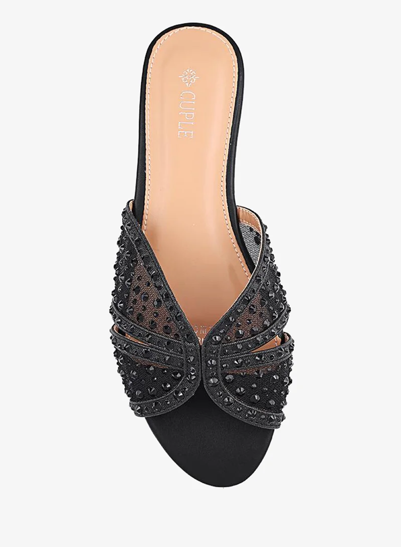 Cuple Black Women Flat Slide Sandals for Women | Best Price UAE