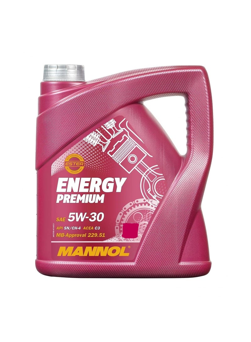 MANNOL 7908 Energy Premium SAE 5W-30 (4L) API SN/CH-4 ACEA C2 ACEA C3 ESTER CONTAINING SYNTHETIC ENGINE OIL FOR PETROL AND DIESEL ENGINES OF CARS,SUV CARS 4L - Image 1