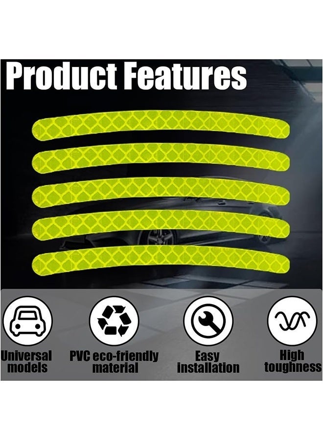 20 Pcs heel Reflective Stickers, Car Wheel Hub Reflective Sticker, for Motorcycle Wheels Car Cycling Night Reflective Safety, Decoration Stripe Rim Sticker, Universal for Car Vehicle Truck (Green) - Image 4