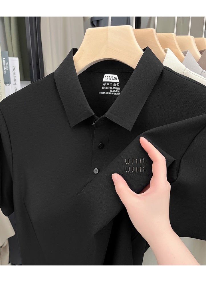 Uji High-End Short Sleeve Polo Shirt for Middle-Aged Men Casual Turn-down Collar Seamless Comfortable Summer Half Sleeve Top - Image 2