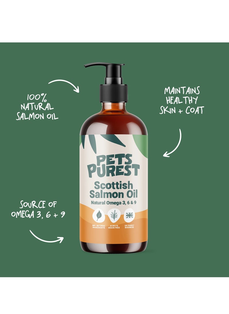 Pets Purest - Scottish Salmon Oil For Dogs, Cats, Horse, Ferret & Pet - Pure Omega 3, 6 & 9 Fish Oil Food Treats Supplement for Natural Coat, Immune Support, Itchy Skin, Joint & Brain Health 2x300mL - Image 1