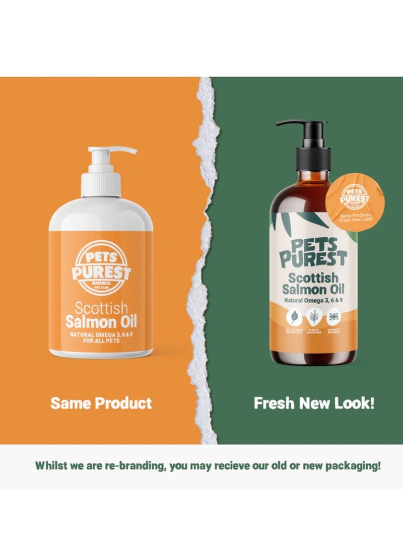 Pets Purest - Scottish Salmon Oil For Dogs, Cats, Horse, Ferret & Pet - Pure Omega 3, 6 & 9 Fish Oil Food Treats Supplement for Natural Coat, Immune Support, Itchy Skin, Joint & Brain Health 2x300mL - Image 1